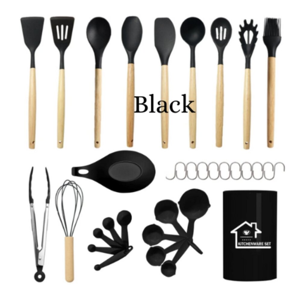 Kitchen Cooking Utensils Set, 33 pcs Non-Stick Silicone Cooking Kitchen Utensils